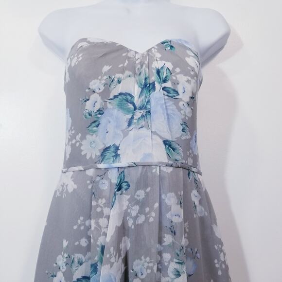 David's Bridal Floral Print Bridesmaid Dress Strapless High Low - Picture 3 of 11